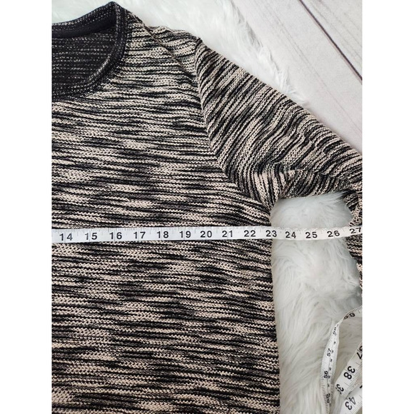 H&M Womens Pullover Sweater Gray Space Dye 3/4 Sleeve Scoop Neck Tight Knit L - Picture 3 of 6